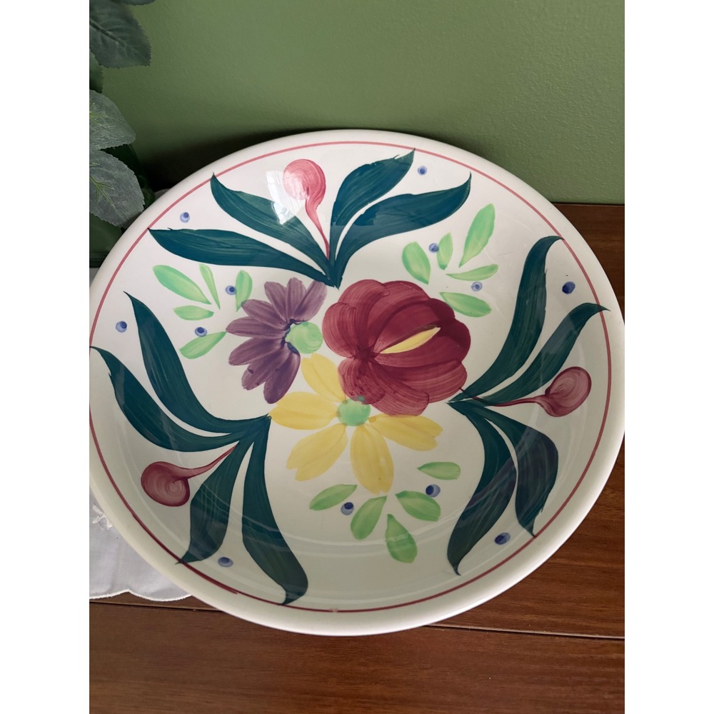 Yamasho Hand Painted Floral Serving Bowl, Bold Tropical Motif
